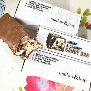 Coffee and oreo marshmallow covered in milk chocolate.